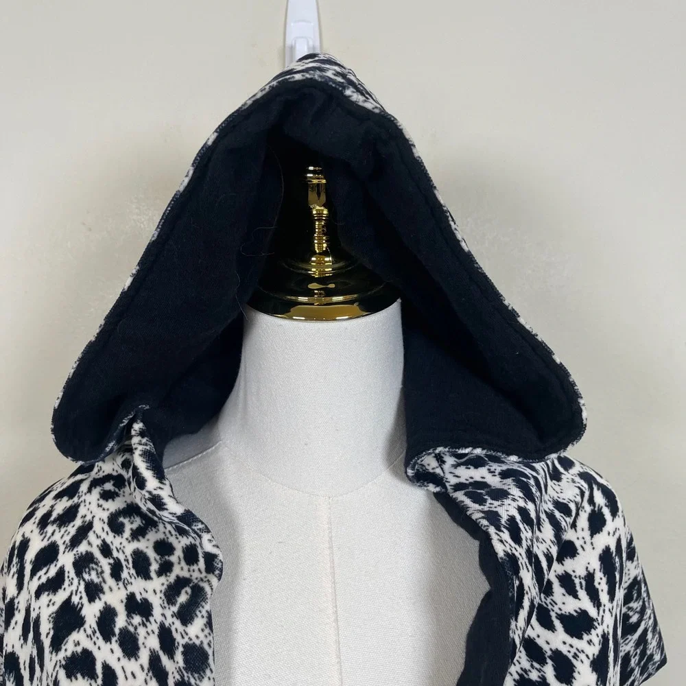 Leopard Print‎ Hooded Scarf Wrap Women Black White Animal Print Hooded Shawl